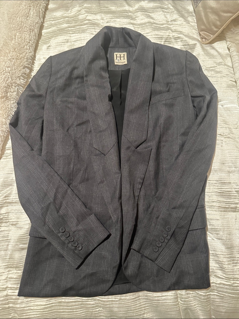 Haute Hippie HH - open front dart grey w/ white pinstripes Blazer - sz Sm